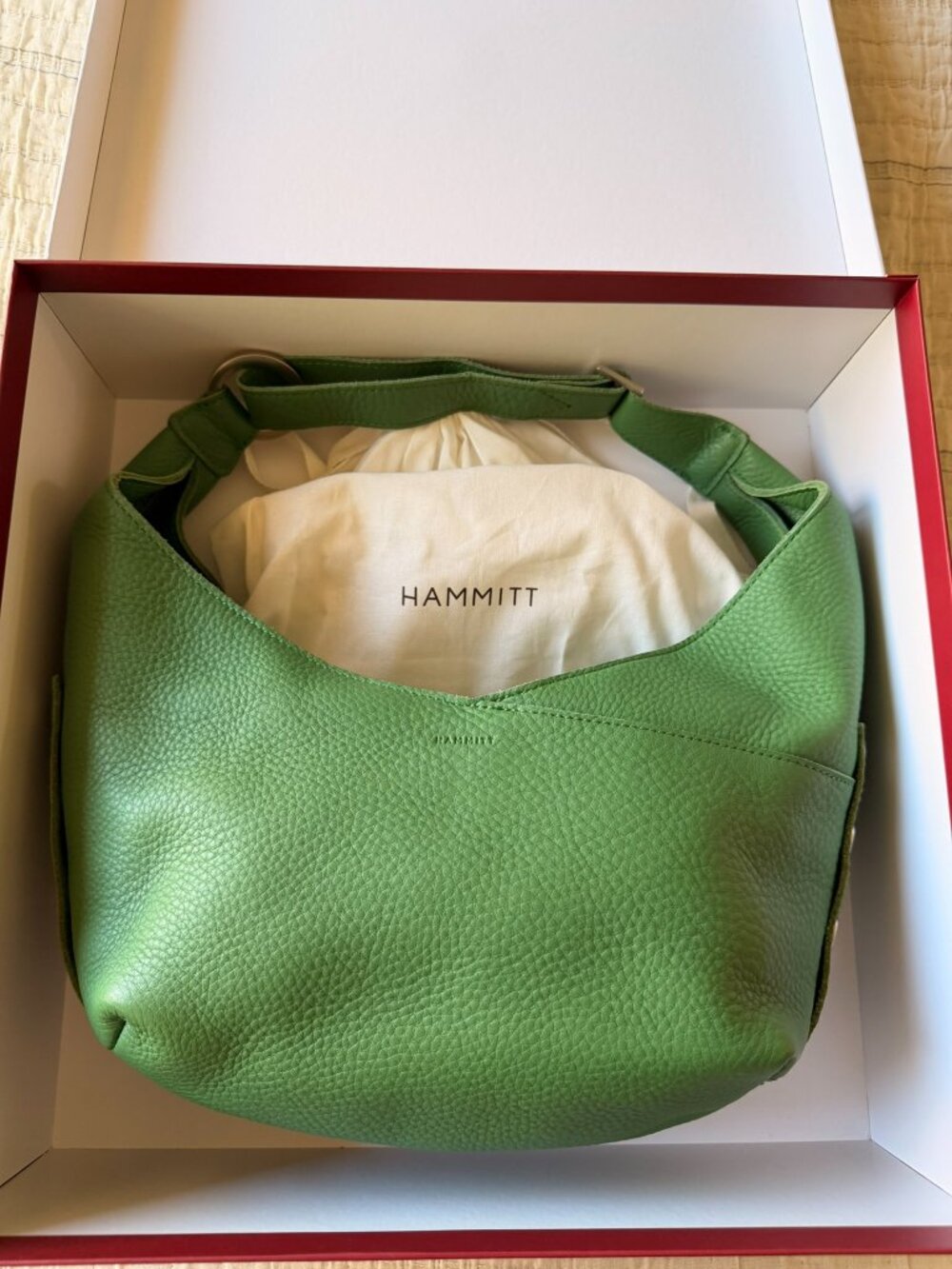 Hammitt Tom Zip Medium Green Leather Bag + Care Set – NEW